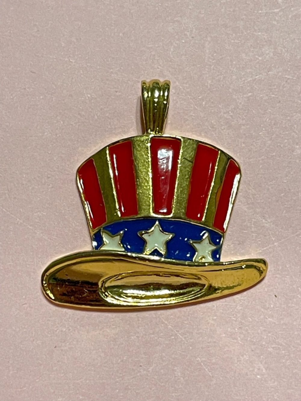 Vintage 1995 BG Bergdorf Goodman Signed Pendant 4th Of July Uncle Sam Hat #9910